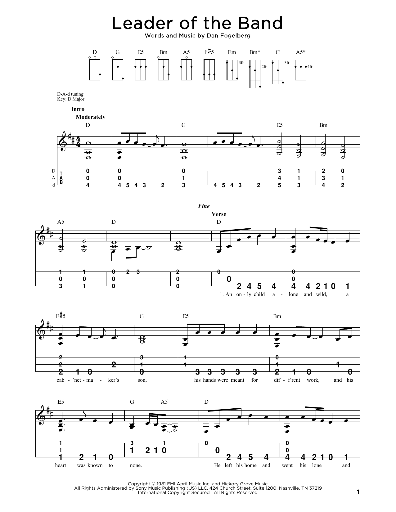 Dan Fogelberg Leader Of The Band (arr. Steven B. Eulberg) sheet music notes and chords. Download Printable PDF.