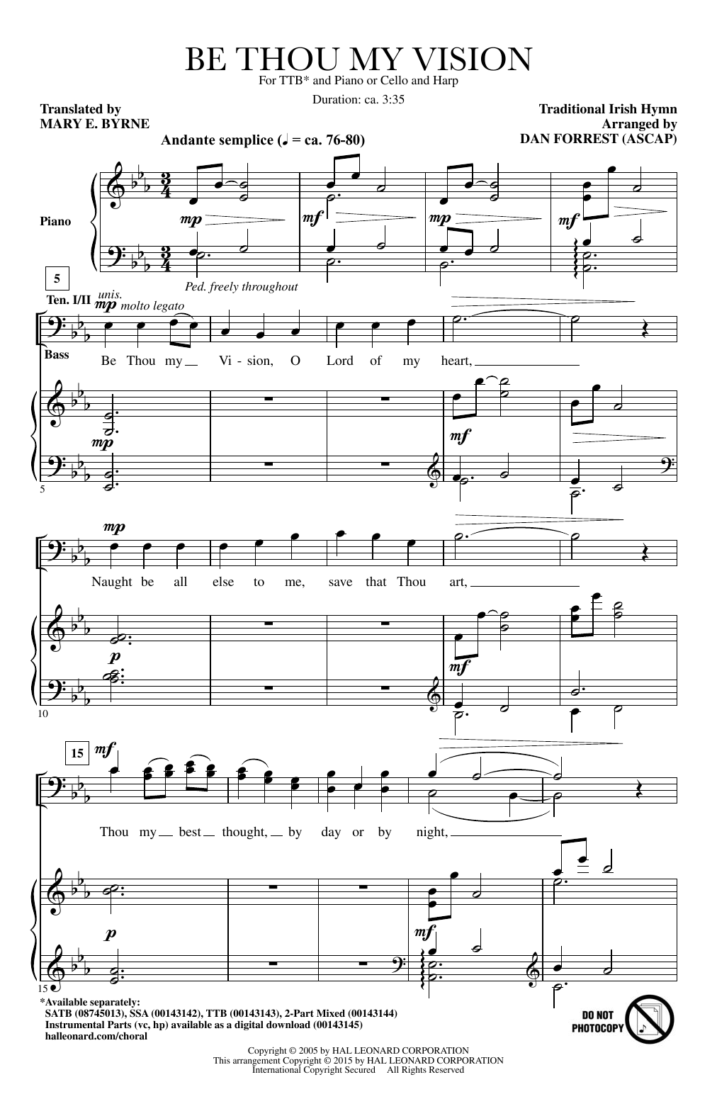 Traditional Hymn Be Thou My Vision (arr. Dan Forrest) sheet music notes and chords. Download Printable PDF.