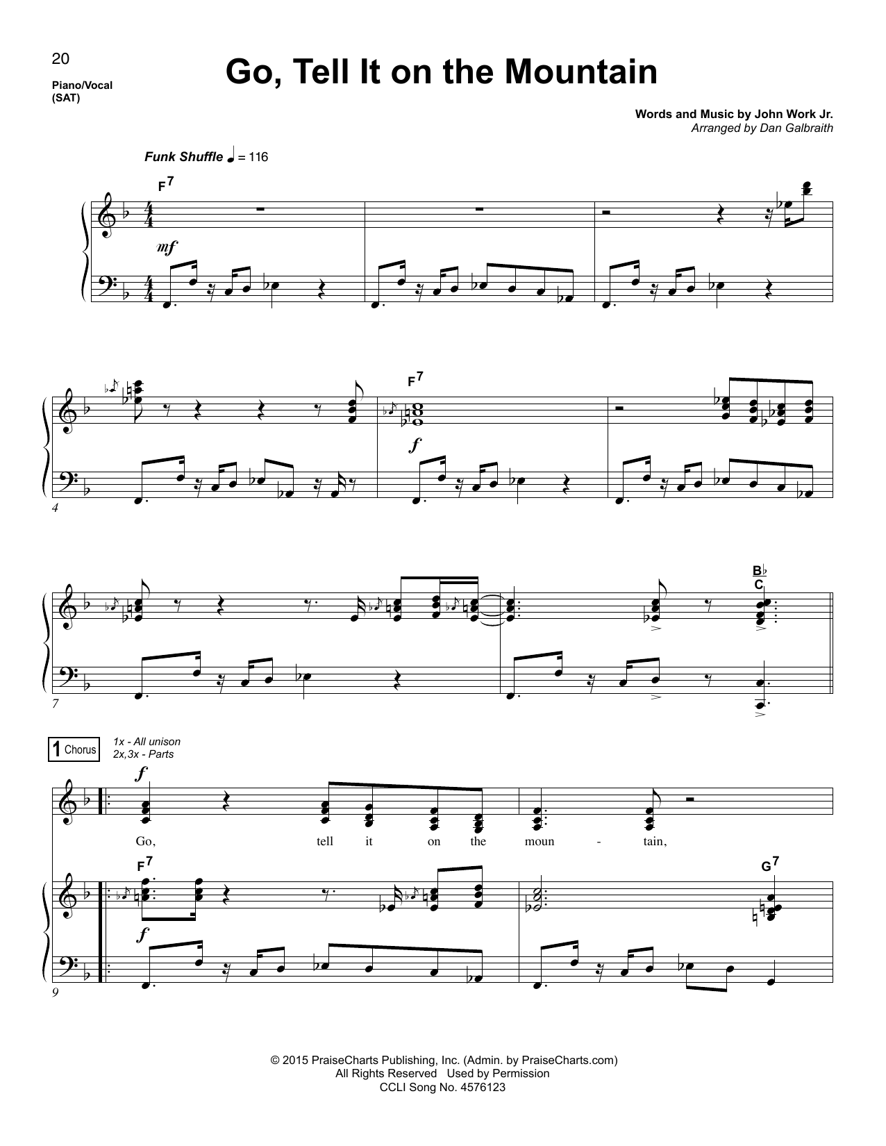 Learn to play African-American Spiritual Go, Tell It On The Mountain sheet music for Piano & Vocal in minutes. Price: 7.8900$ African-American Spiritual Go, Tell It On The Mountain sheet music notes and chords arranged for Piano & Vocal
