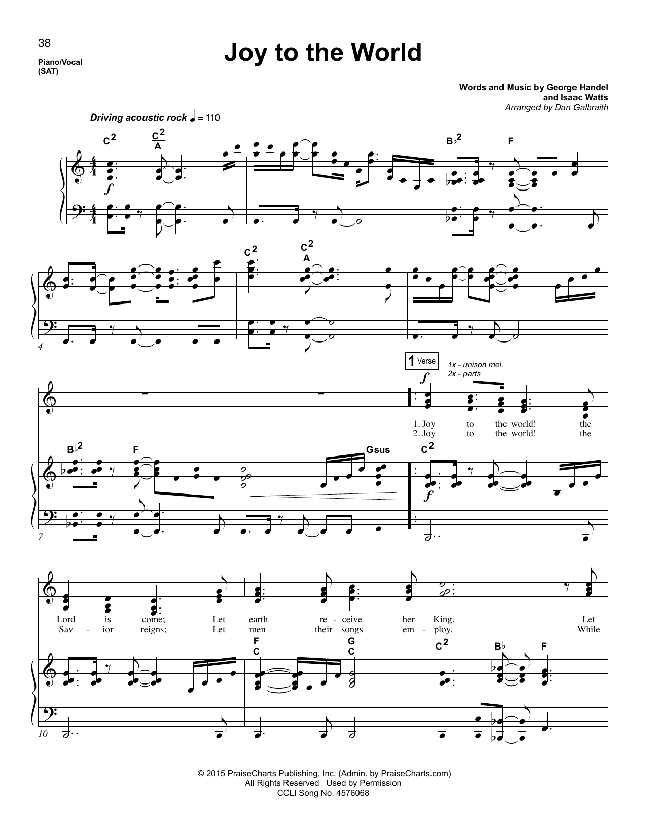 Christmas Carol Joy To The World sheet music notes and chords. Download Printable PDF.