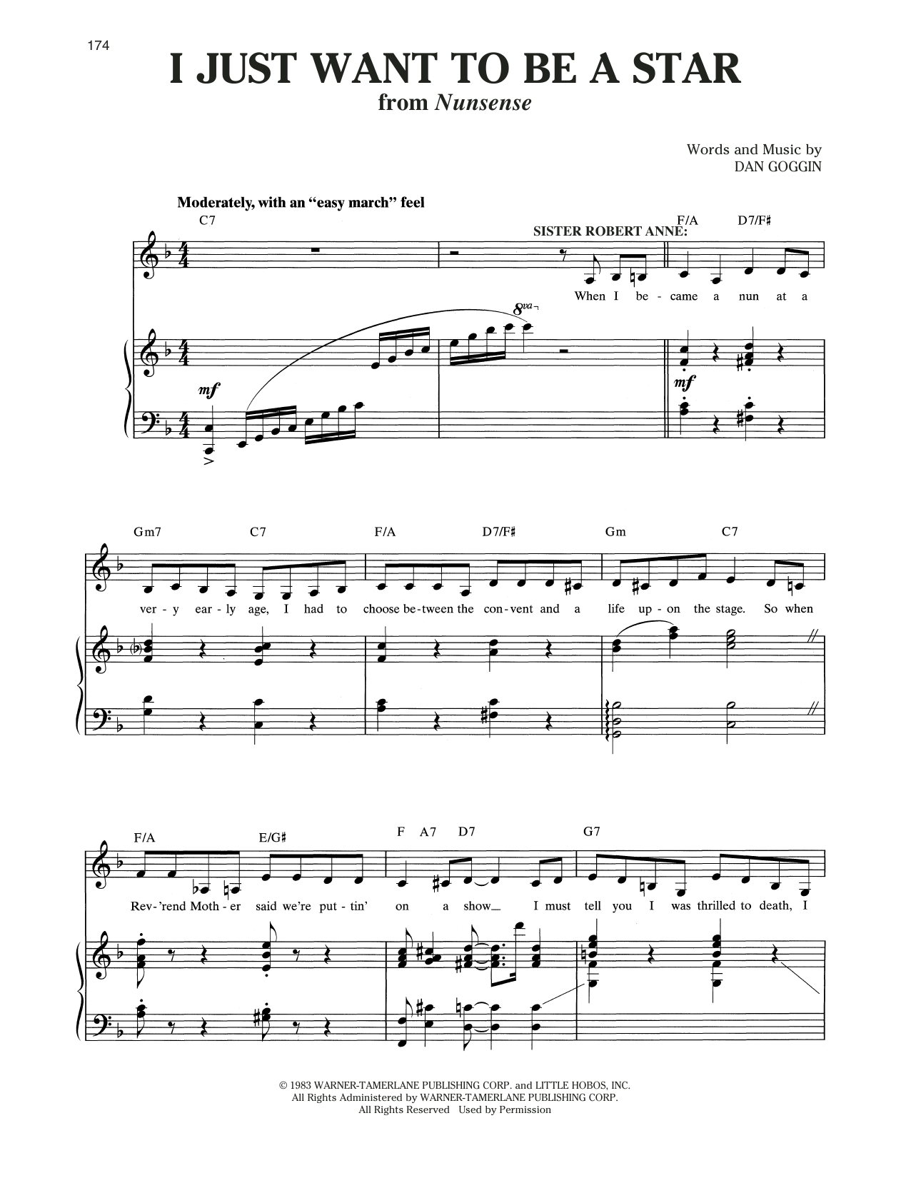 Dan Goggin I Just Want To Be A Star (from Nunsense) sheet music notes and chords. Download Printable PDF.