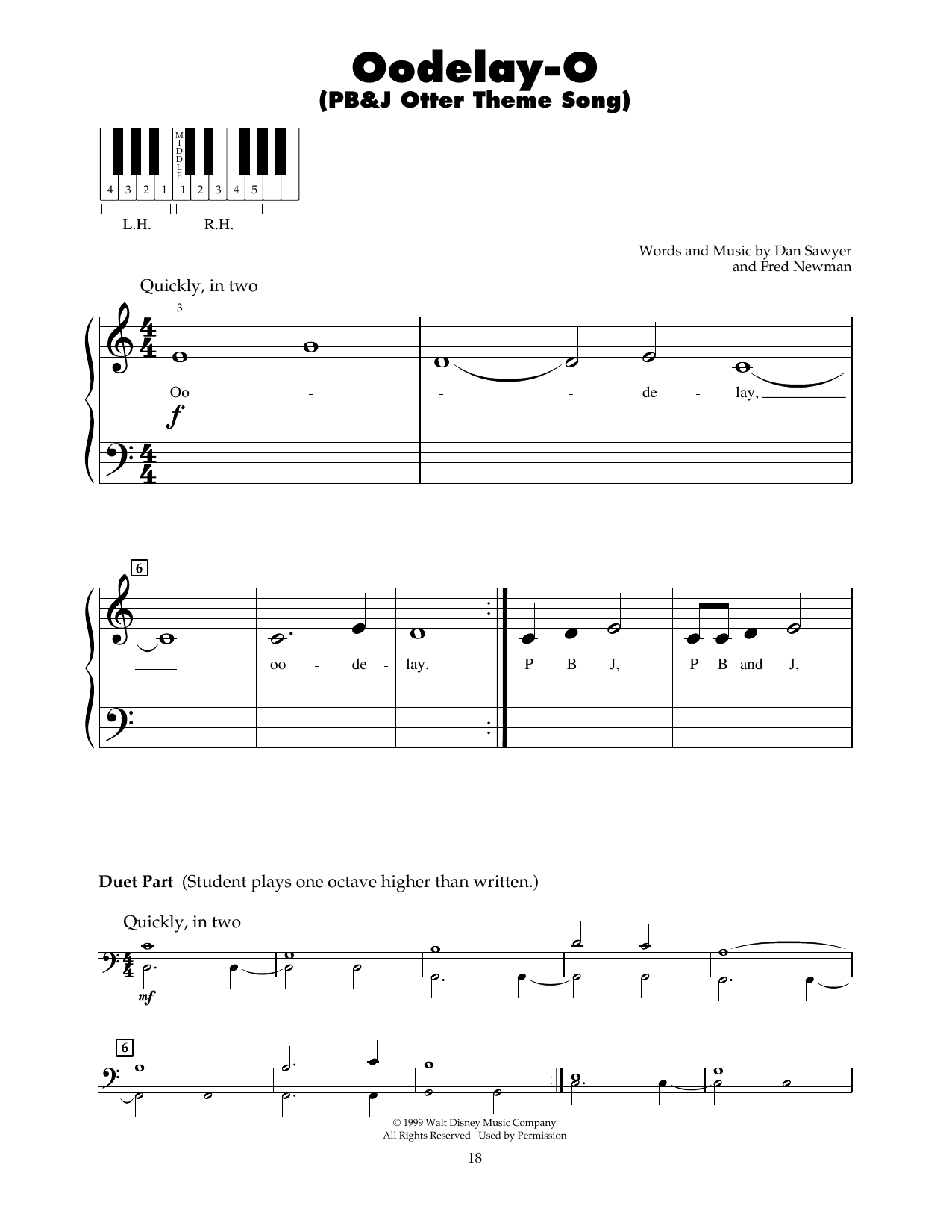 Dan Sawyer Oodelay-O (PB&J Otter Theme Song) sheet music notes and chords. Download Printable PDF.