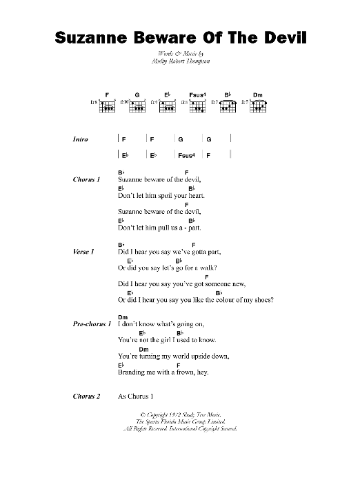 Dandy Livingstone Suzanne Beware Of The Devil sheet music notes and chords. Download Printable PDF.