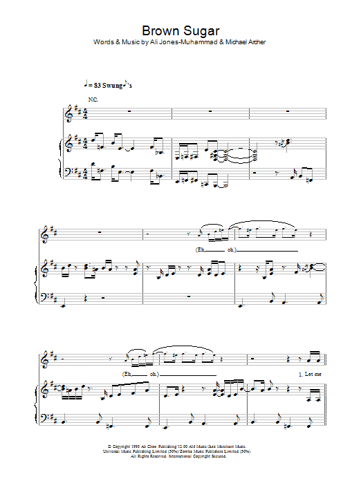 D'Angelo Brown Sugar sheet music notes and chords. Download Printable PDF.