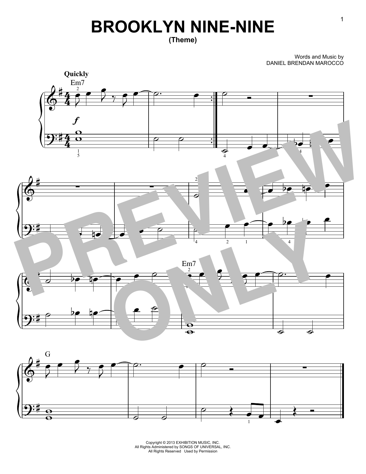 Daniel Brendan Marocco Brooklyn Nine-Nine (Theme) sheet music notes and chords. Download Printable PDF.