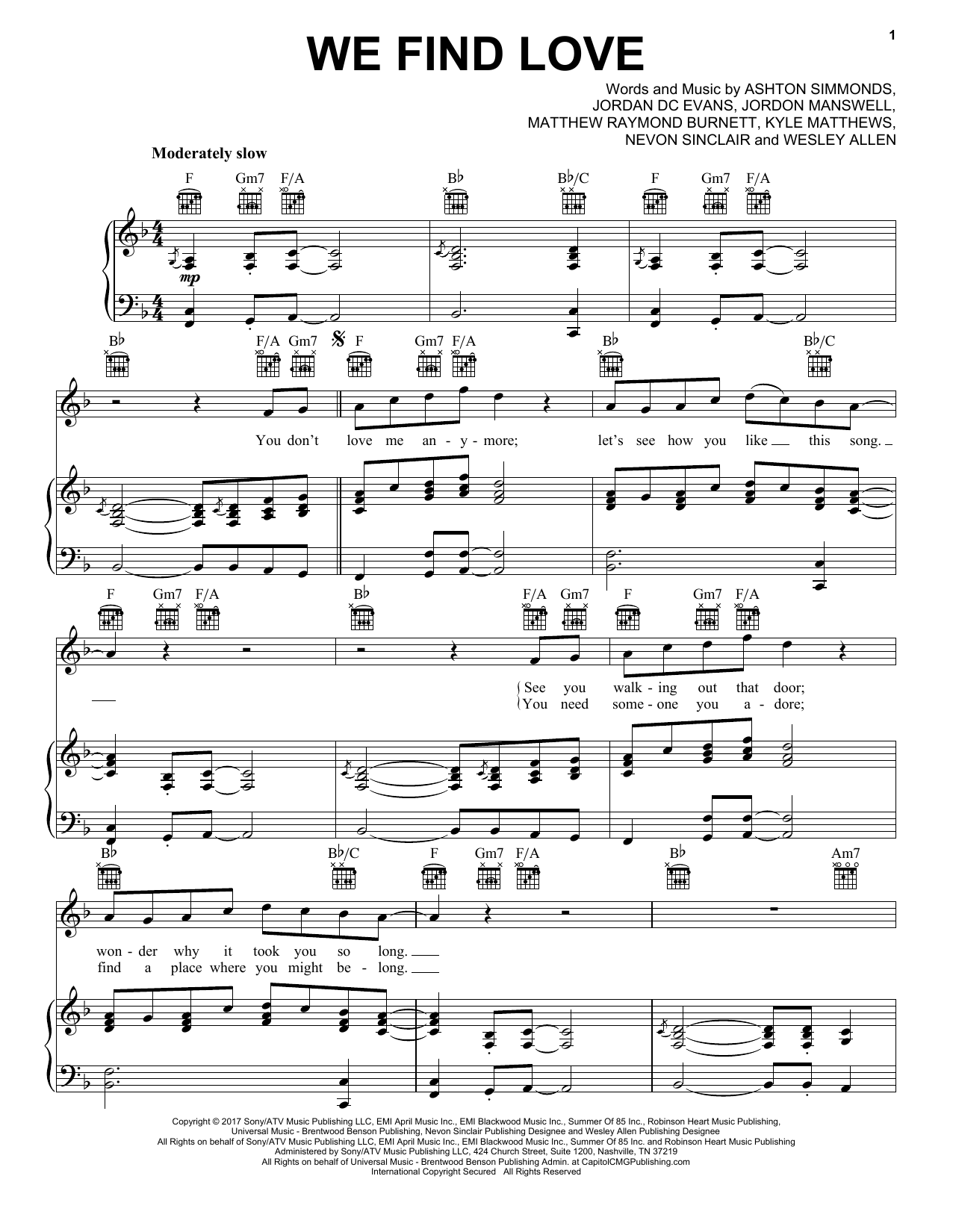 Daniel Caesar We Find Love sheet music notes and chords. Download Printable PDF.