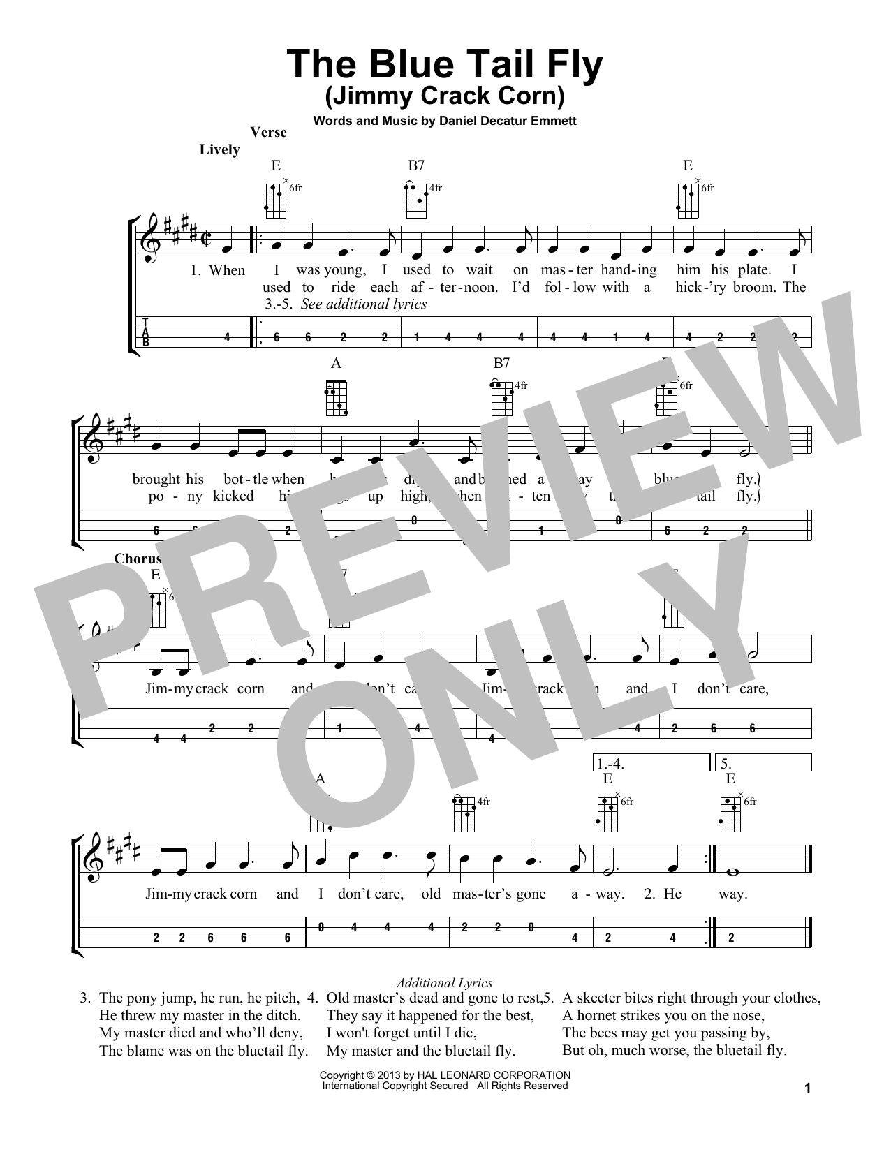 Daniel Decatur Emmett The Blue Tail Fly (Jimmy Crack Corn) (arr. Bobby Westfall) sheet music notes and chords. Download Printable PDF.