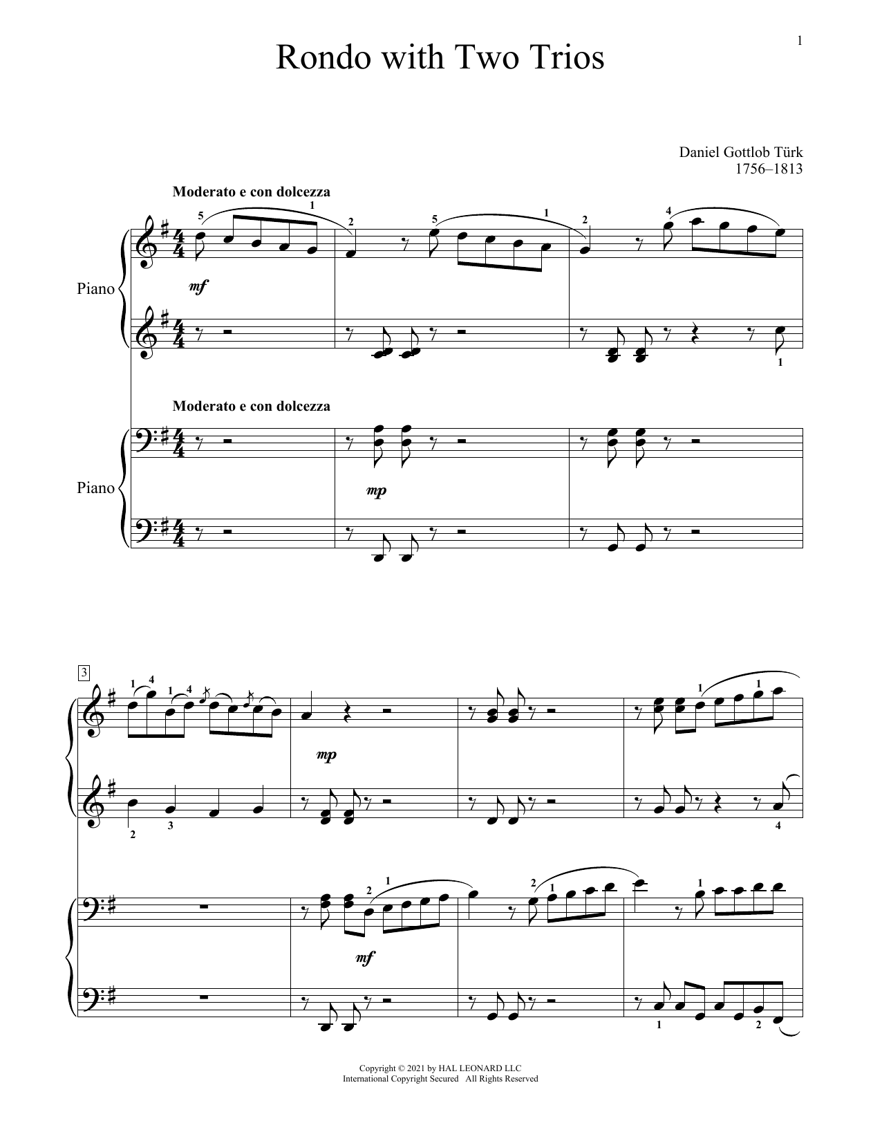 Learn to play Daniel Gottlob Turk Rondo With Two Trios sheet music for Piano Duet in minutes. Price: 7.8900$ Daniel Gottlob Turk Rondo With Two Trios sheet music notes and chords arranged for Piano Duet