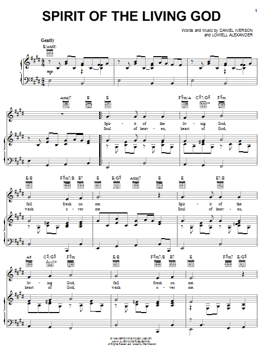 Daniel Iverson Spirit Of The Living God sheet music notes and chords. Download Printable PDF.