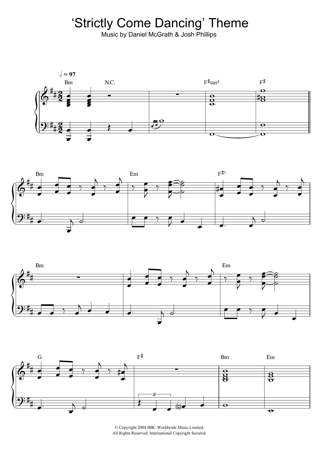 Daniel McGrath Strictly Come Dancing (Theme) sheet music notes and chords. Download Printable PDF.