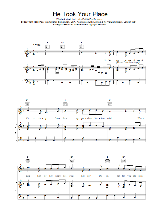 Daniel O'Donnell He Took Your Place sheet music notes and chords arranged for Piano, Vocal & Guitar Chords