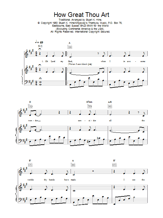 Daniel O'Donnell How Great Thou Art sheet music notes and chords. Download Printable PDF.