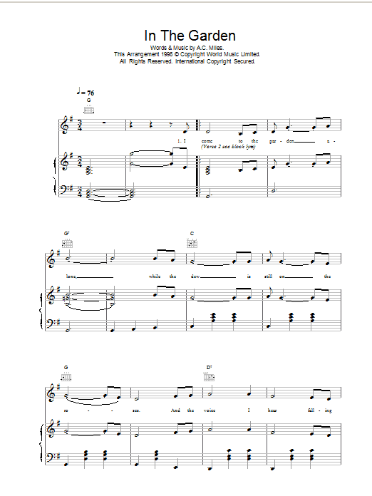 Daniel O'Donnell In The Garden sheet music notes and chords. Download Printable PDF.