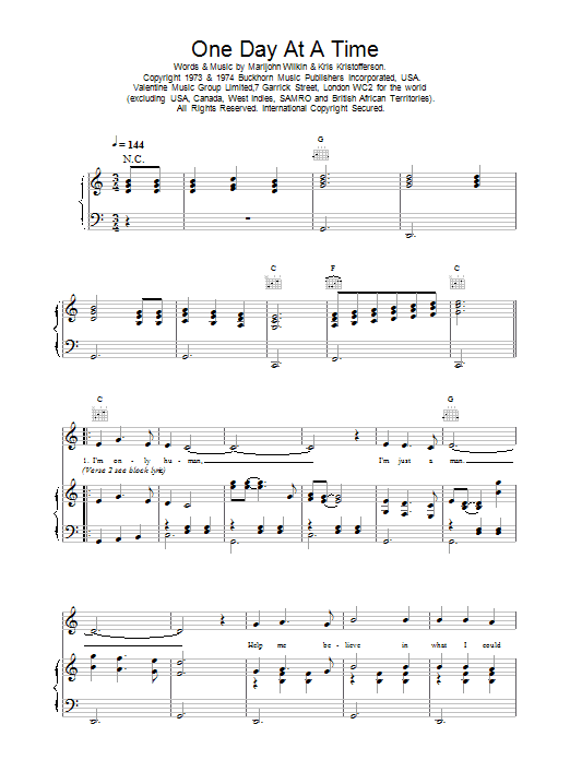 Daniel O'Donnell One Day At A Time sheet music notes and chords. Download Printable PDF.