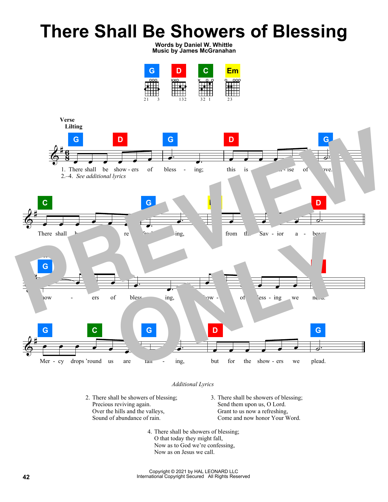 Daniel W. Whittle There Shall Be Showers Of Blessing sheet music notes and chords. Download Printable PDF.