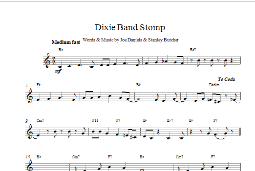 Joe Daniels Dixie Band Stomp sheet music notes and chords. Download Printable PDF.