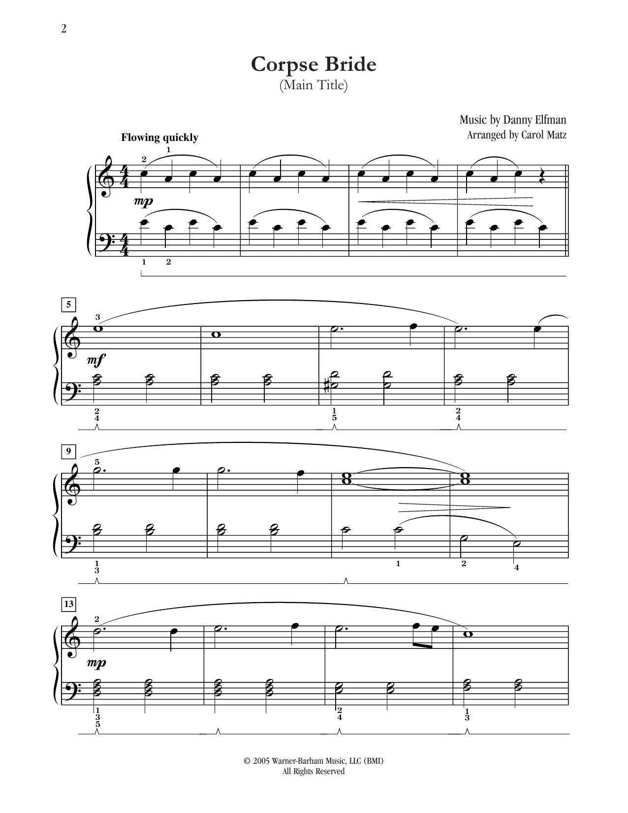 Danny Elfman Corpse Bride (Main Title) (arr. Carol Matz) sheet music notes and chords. Download Printable PDF.