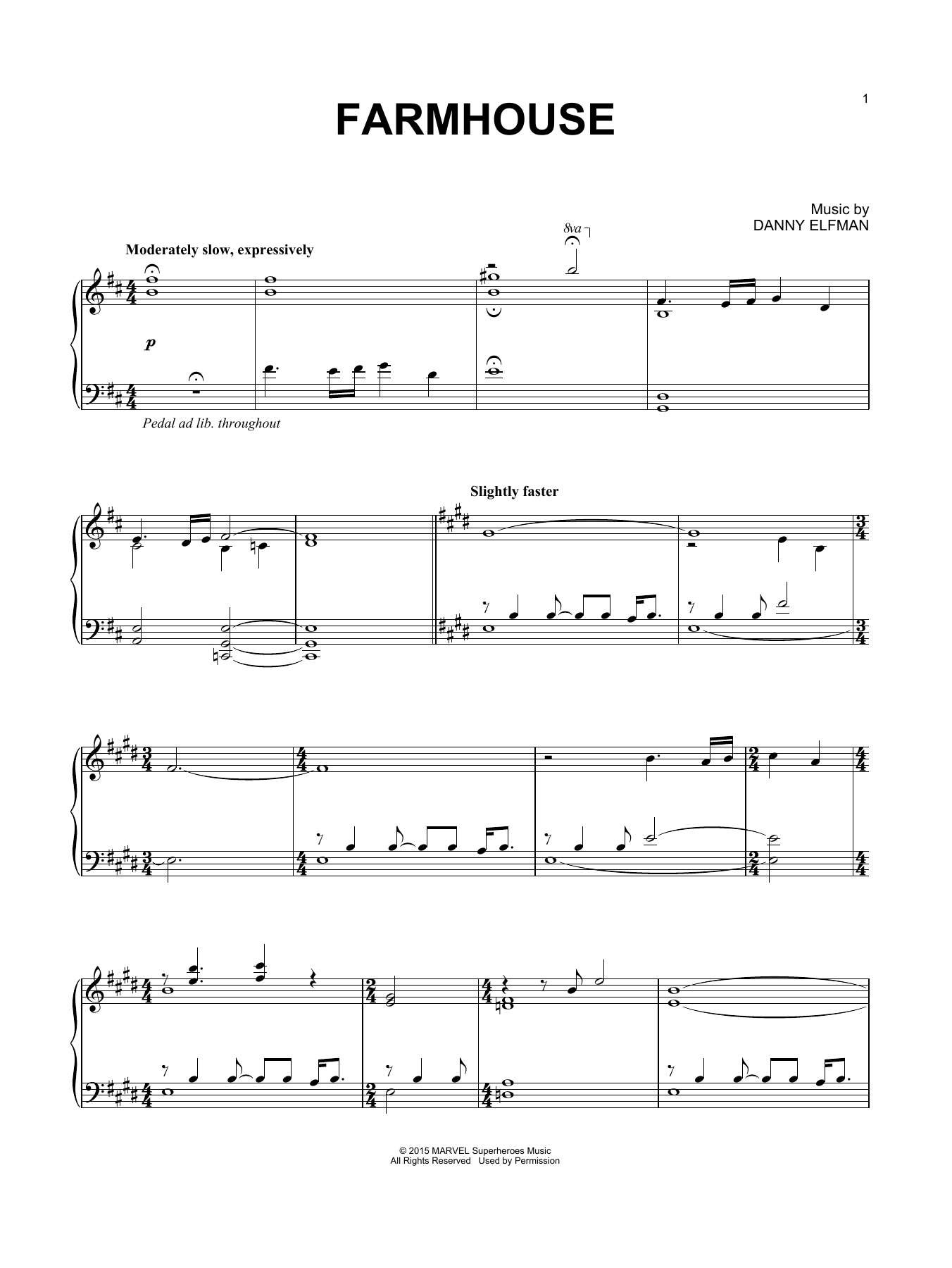 Learn to play Danny Elfman Farmhouse sheet music for Piano Solo in minutes. Price: 7.8900$ Danny Elfman Farmhouse sheet music notes and chords arranged for Piano Solo