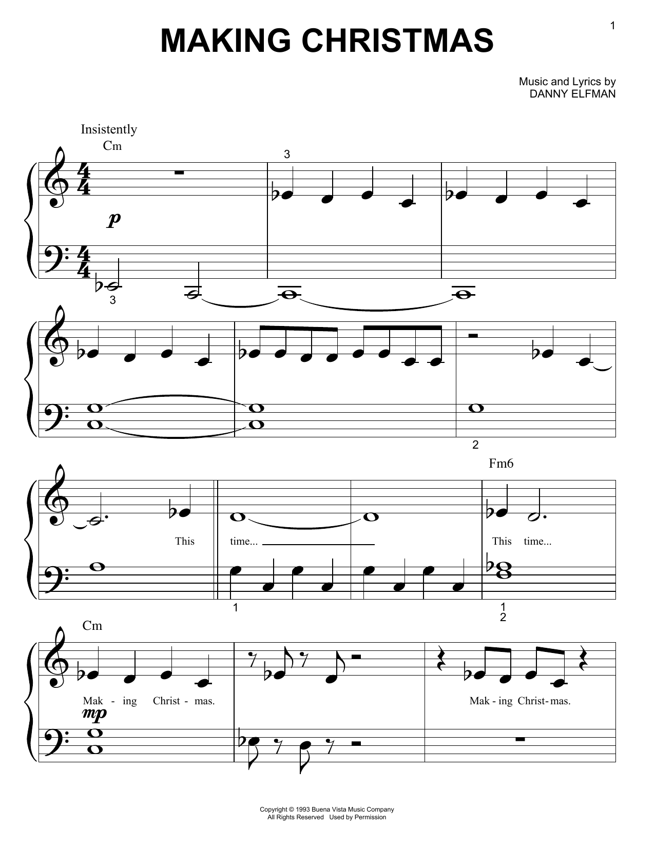 Danny Elfman Making Christmas (from The Nightmare Before Christmas) sheet music notes and chords. Download Printable PDF.