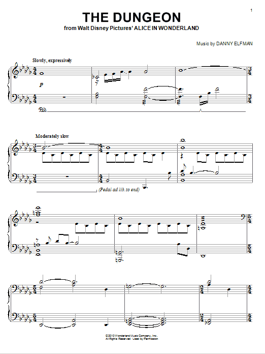 Danny Elfman The Dungeon sheet music notes and chords arranged for Piano Solo