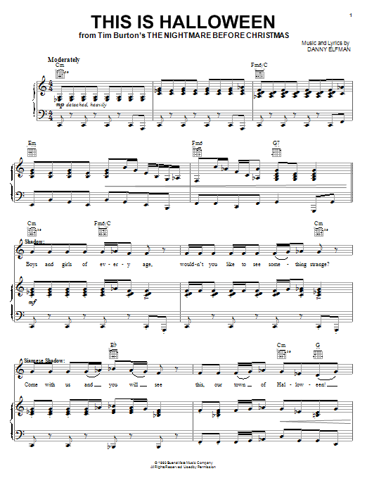 Danny Elfman This Is Halloween (from The Nightmare Before Christmas) sheet music notes and chords. Download Printable PDF.