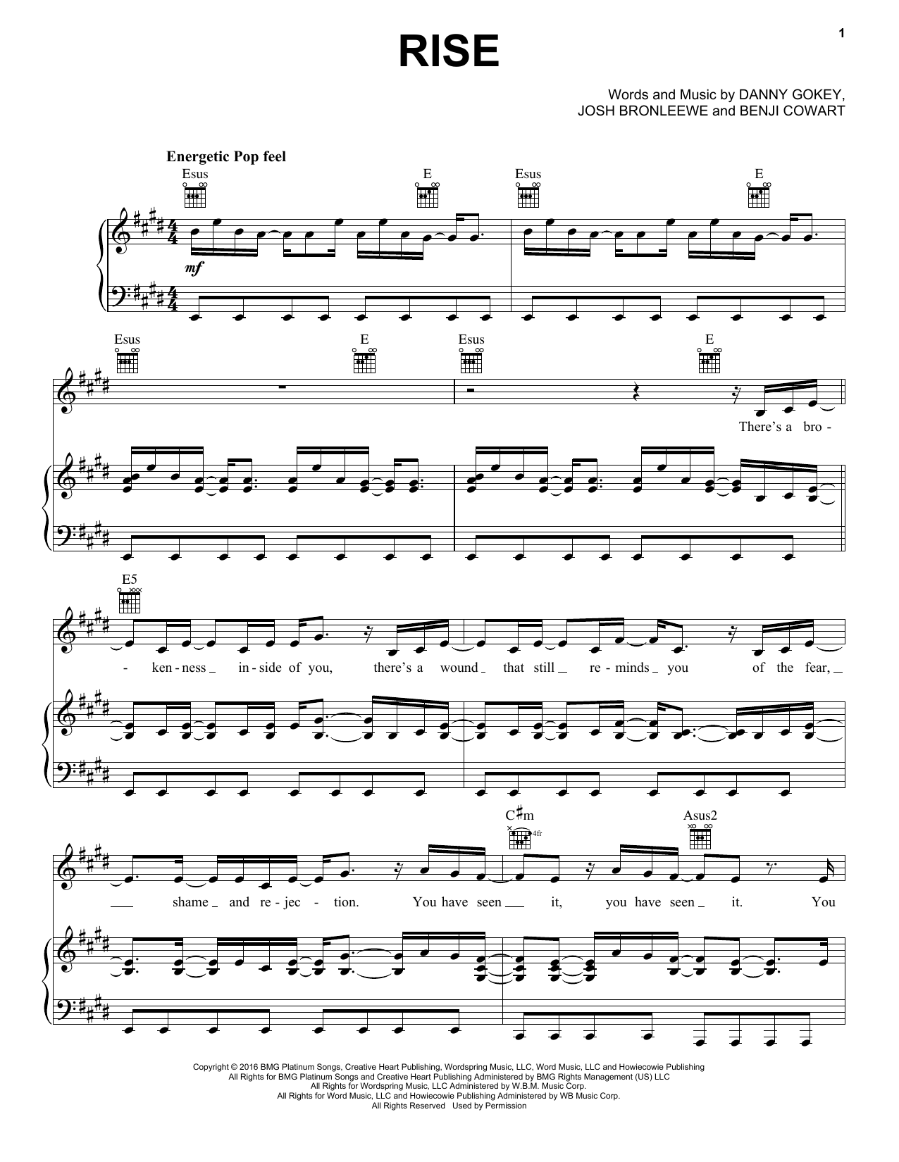 Danny Gokey Rise sheet music notes and chords. Download Printable PDF.