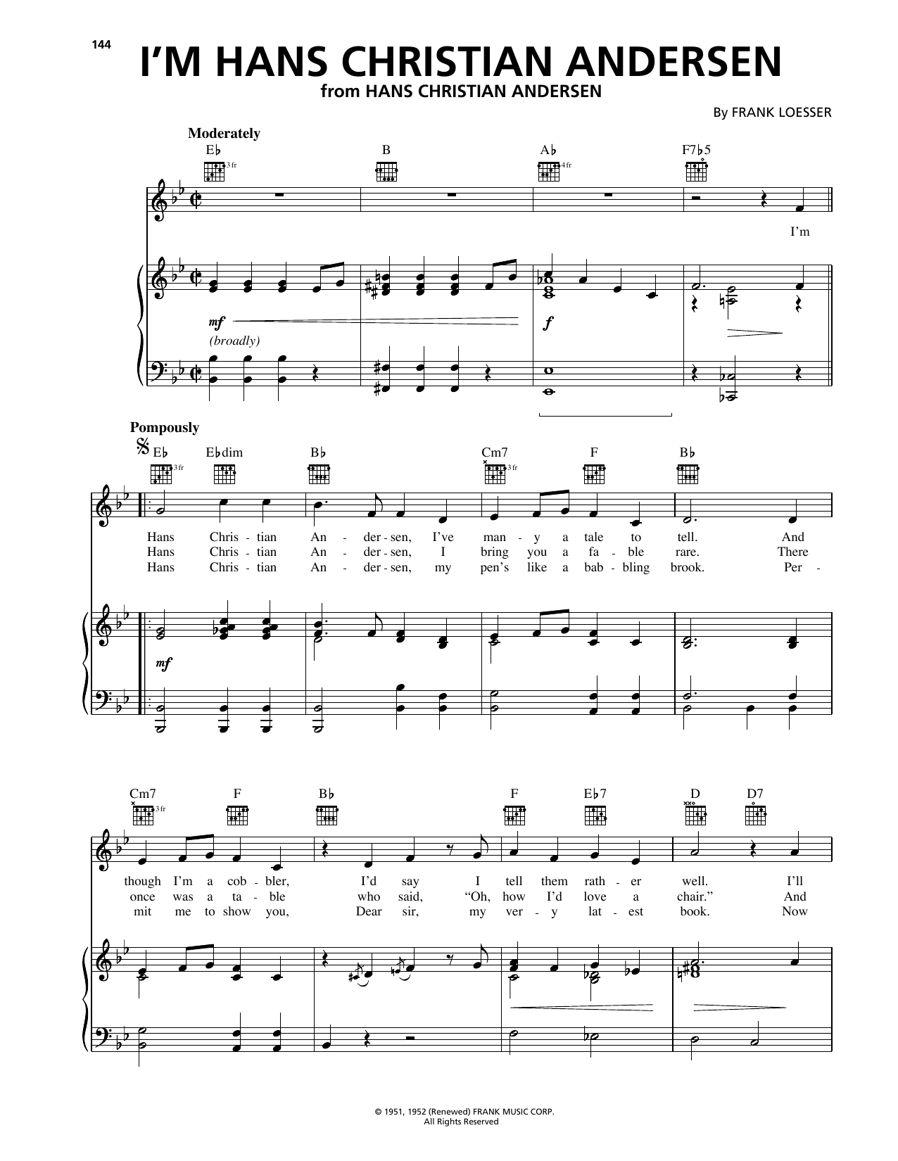 Learn to play Danny Kaye I'm Hans Christian Andersen sheet music for Piano, Vocal & Guitar Chords (Right-Hand Melody) in minutes. Price: 7.8900$ Danny Kaye I'm Hans Christian Andersen sheet music notes and chords arranged for Piano, Vocal & Guitar Chords (Right-Hand Melody)