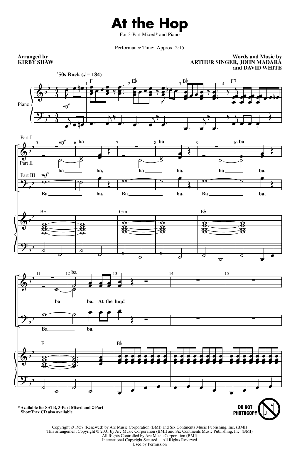 Learn to play Danny & The Juniors At The Hop (arr. Kirby Shaw) sheet music for 3-Part Mixed Choir in minutes. Price: 3.9900$ Danny & The Juniors At The Hop (arr. Kirby Shaw) sheet music notes and chords arranged for 3-Part Mixed Choir