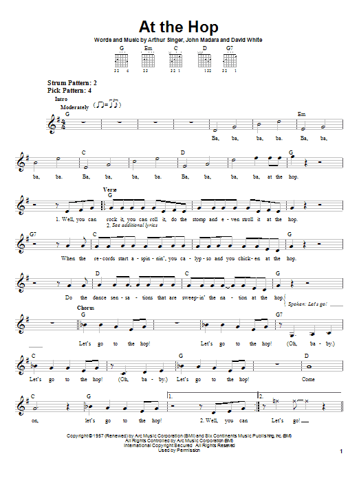 Danny & The Juniors At The Hop sheet music notes and chords. Download Printable PDF.