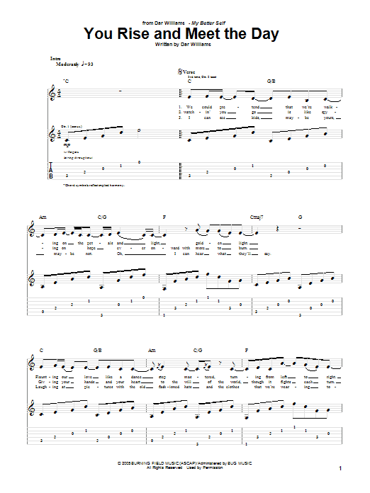 Learn to play Dar Williams You Rise And Meet The Day sheet music for Guitar Tab in minutes. Price: 7.8900$ Dar Williams You Rise And Meet The Day sheet music notes and chords arranged for Guitar Tab