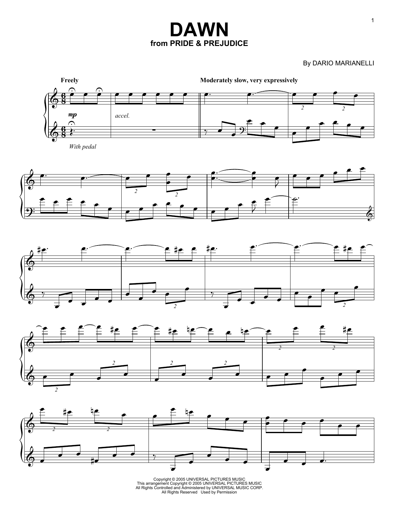 Dario Marianelli Dawn sheet music notes and chords. Download Printable PDF.