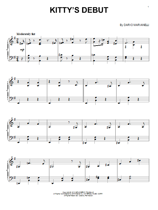 Learn to play Dario Marianelli Kitty's Debut sheet music for Piano Solo in minutes. Price: 7.8900$ Dario Marianelli Kitty's Debut sheet music notes and chords arranged for Piano Solo