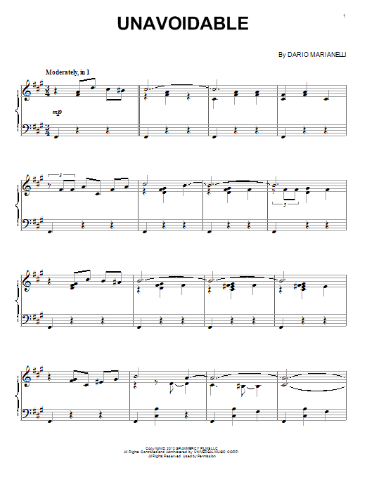 Learn to play Dario Marianelli Unavoidable sheet music for Piano Solo in minutes. Price: 7.8900$ Dario Marianelli Unavoidable sheet music notes and chords arranged for Piano Solo