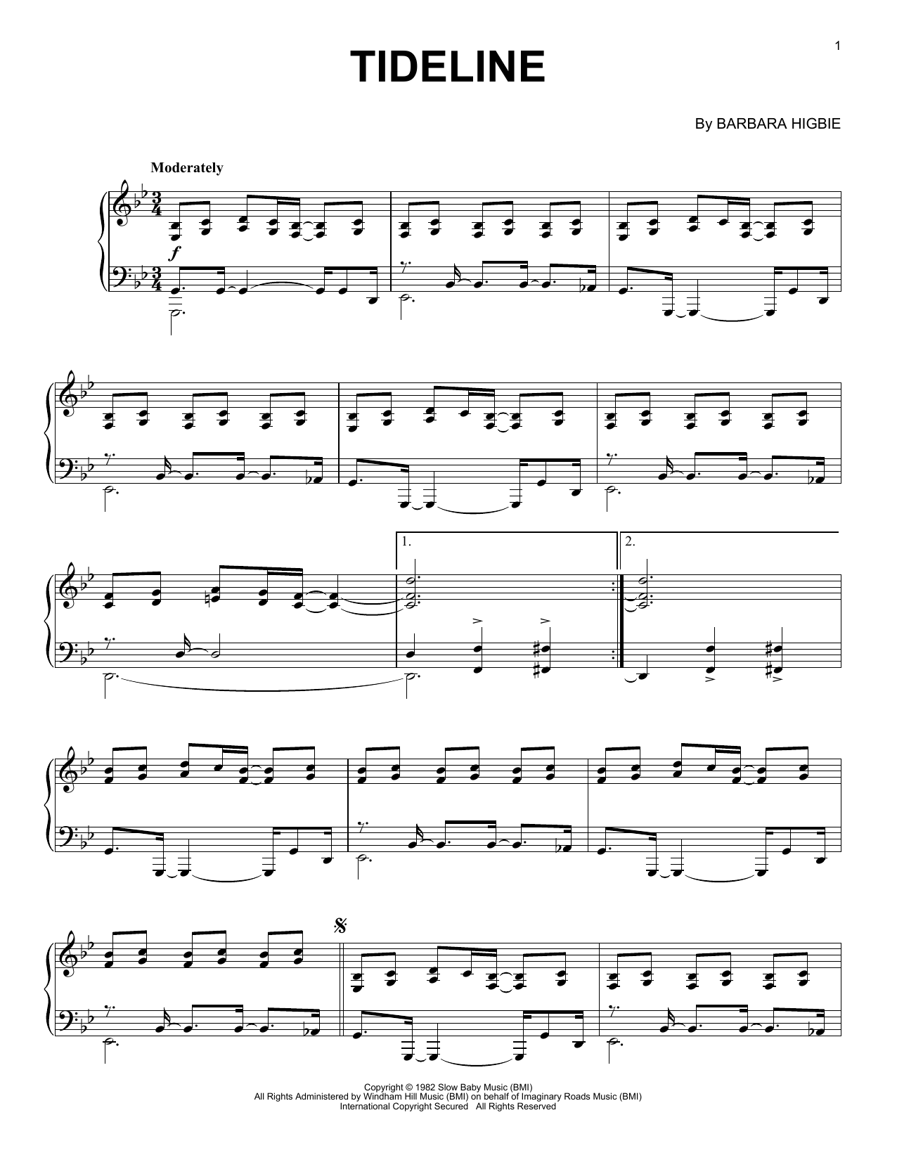 Darol Anger and Barbara Higbie Tideline sheet music notes and chords. Download Printable PDF.