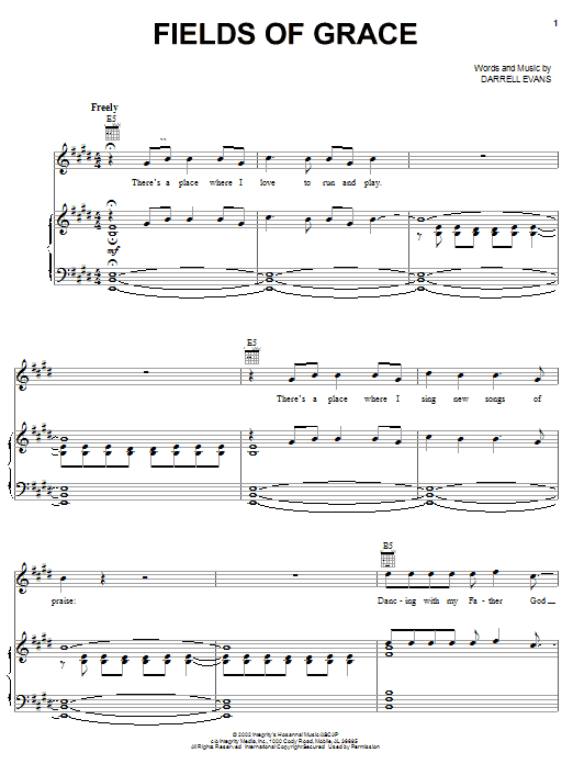 Learn to play Darrell Evans Fields Of Grace sheet music for Piano, Vocal & Guitar Chords (Right-Hand Melody) in minutes. Price: 7.8900$ Darrell Evans Fields Of Grace sheet music notes and chords arranged for Piano, Vocal & Guitar Chords (Right-Hand Melody)