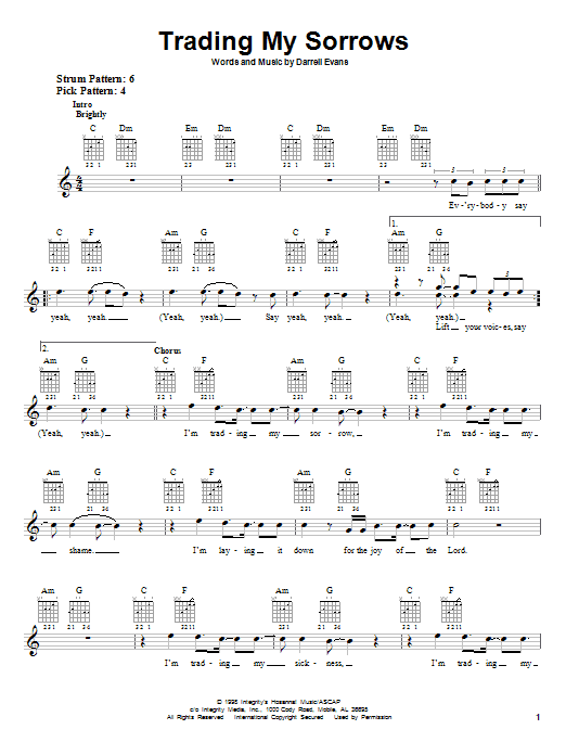 Darrell Evans Trading My Sorrows sheet music notes and chords. Download Printable PDF.