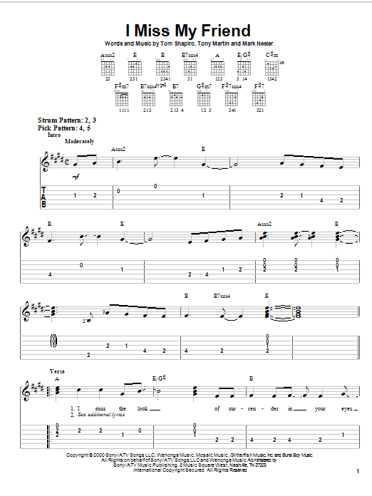 Darryl Worley I Miss My Friend sheet music notes and chords. Download Printable PDF.