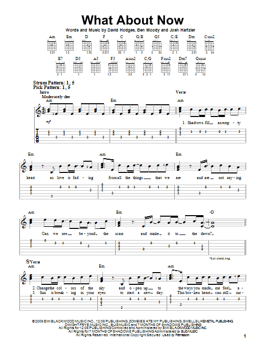 Daughtry What About Now sheet music notes and chords. Download Printable PDF.