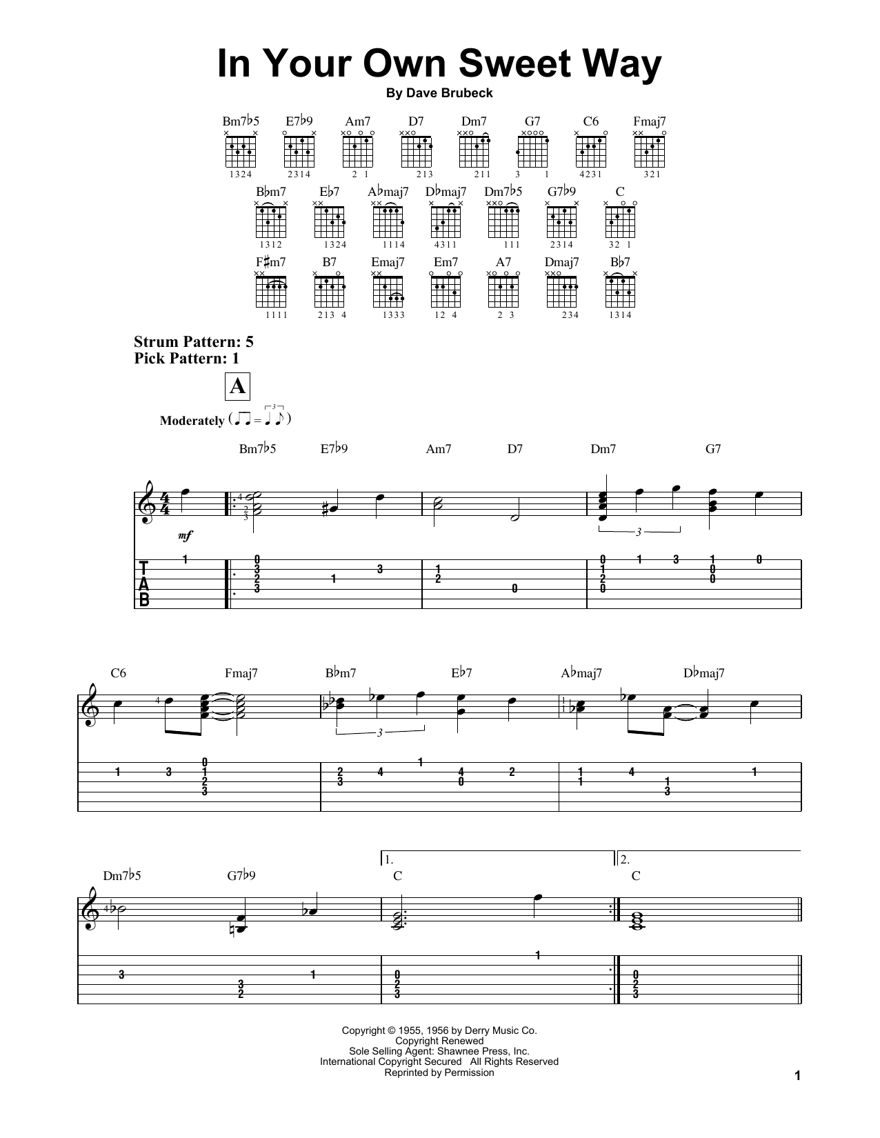 Dave Brubeck In Your Own Sweet Way sheet music notes and chords. Download Printable PDF.