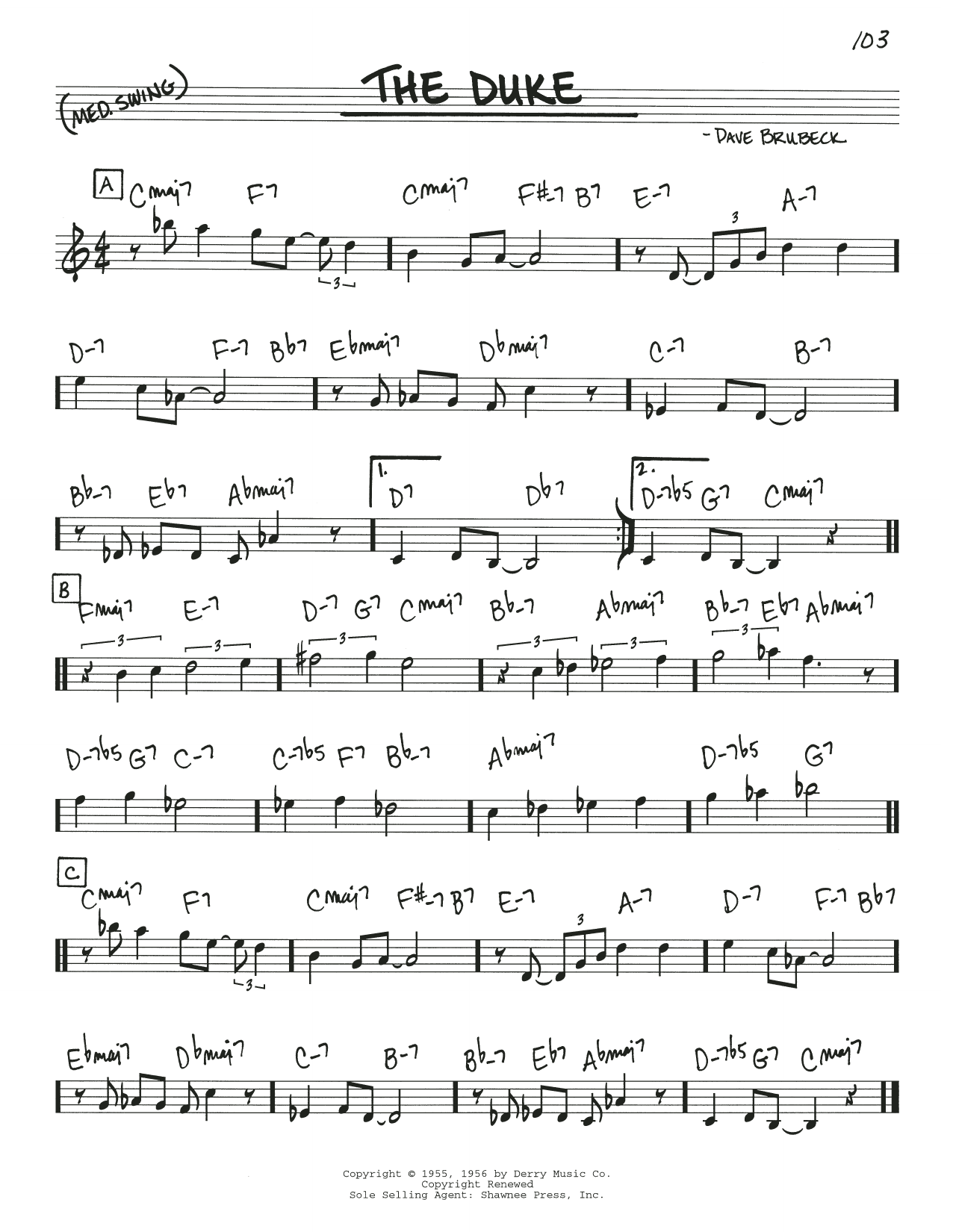 Dave Brubeck The Duke sheet music notes and chords. Download Printable PDF.