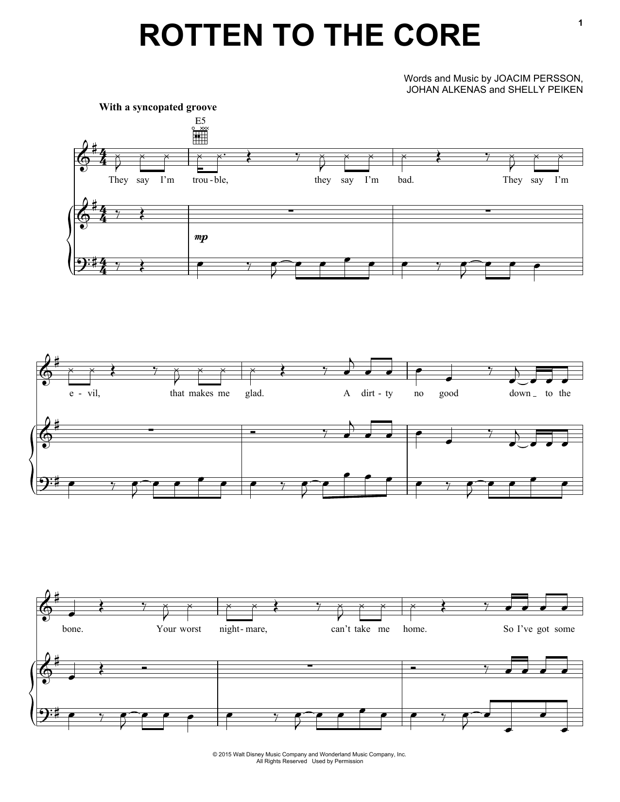 Dave Cameron, Cameron Boyce, Booboo Stewart, Sofia Carson Rotten To The Core (from Disney's Descendants) sheet music notes and chords. Download Printable PDF.