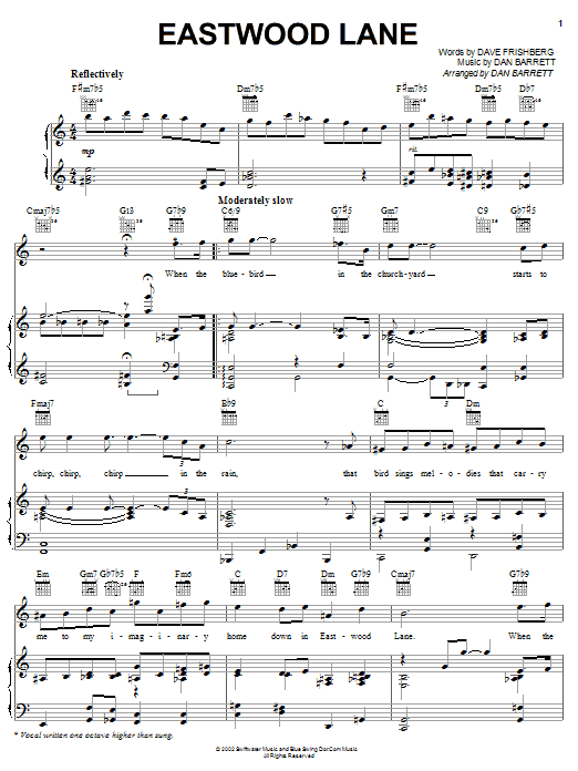 Learn to play Dave Frishberg Eastwood Lane sheet music for Piano, Vocal & Guitar Chords (Right-Hand Melody) in minutes. Price: 7.8900$ Dave Frishberg Eastwood Lane sheet music notes and chords arranged for Piano, Vocal & Guitar Chords (Right-Hand Melody)
