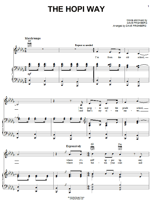 Dave Frishberg The Hopi Way sheet music notes and chords arranged for Piano, Vocal & Guitar Chords (Right-Hand Melody)