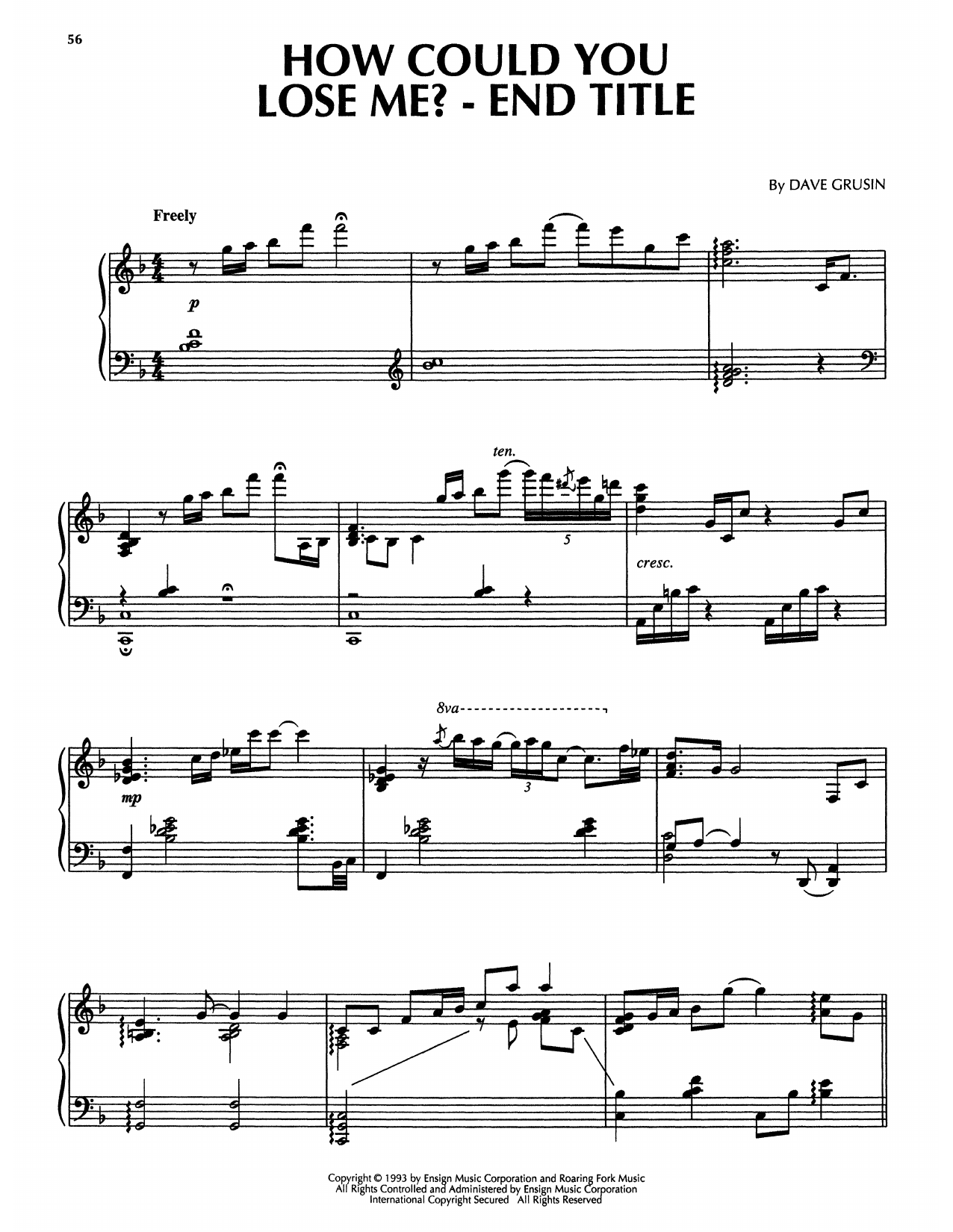 Learn to play Dave Grusin How Could You Lose Me? - End Title (from The Firm) sheet music for Piano Solo in minutes. Price: 7.8900$ Dave Grusin How Could You Lose Me? - End Title (from The Firm) sheet music notes and chords arranged for Piano Solo