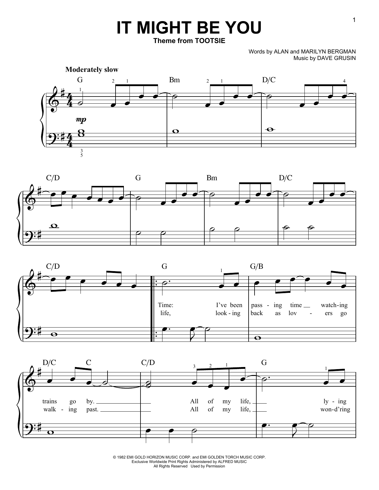 Dave Grusin It Might Be You (Theme from Tootsie) sheet music notes and chords. Download Printable PDF.