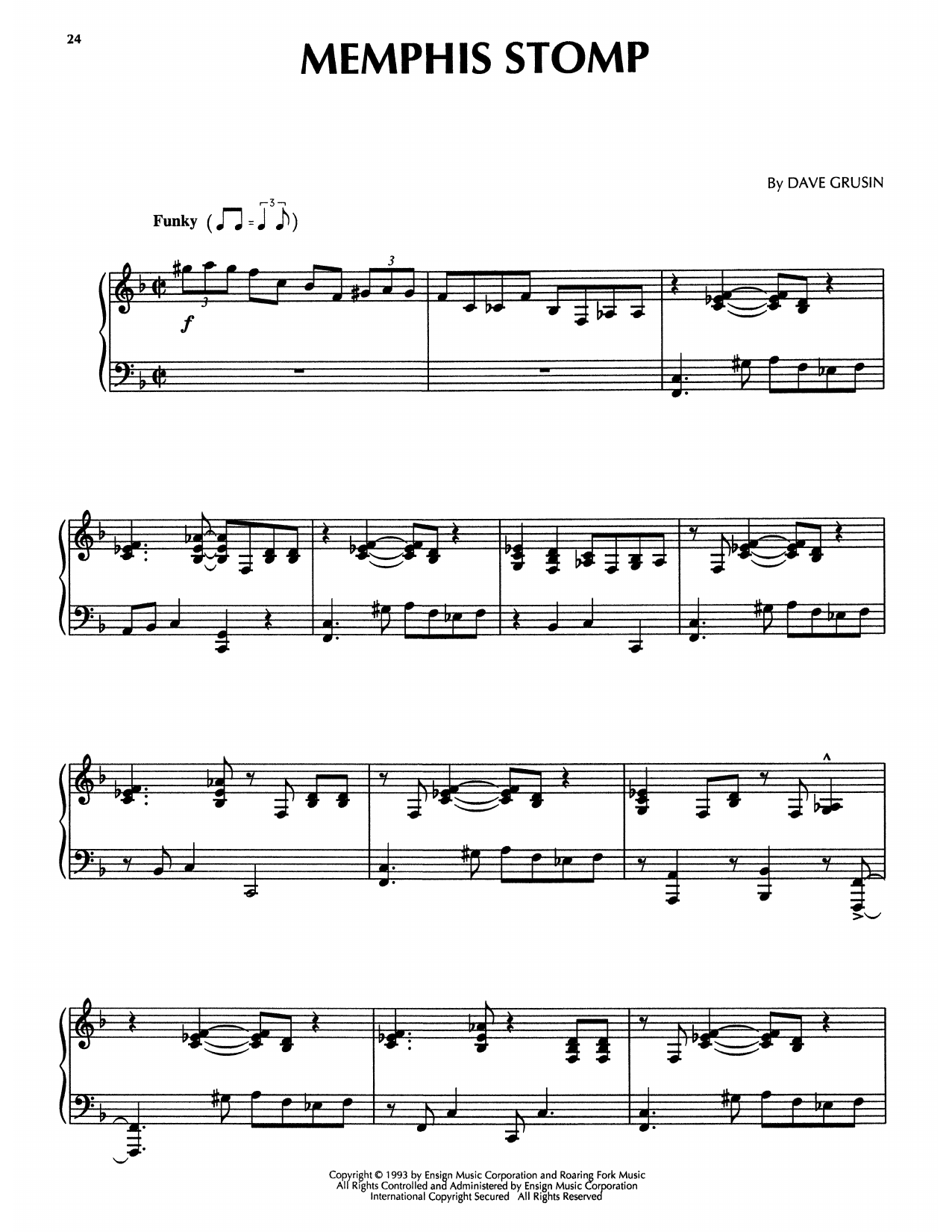 Dave Grusin Memphis Stomp (from The Firm) sheet music notes and chords. Download Printable PDF.