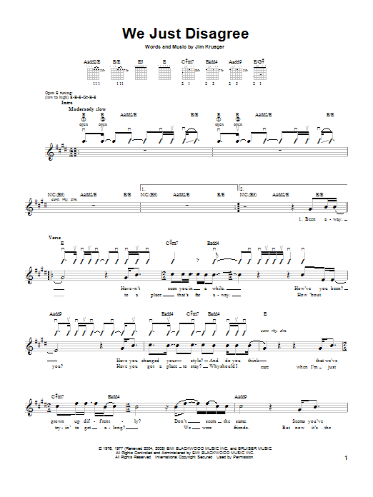 Dave Mason We Just Disagree sheet music notes and chords. Download Printable PDF.