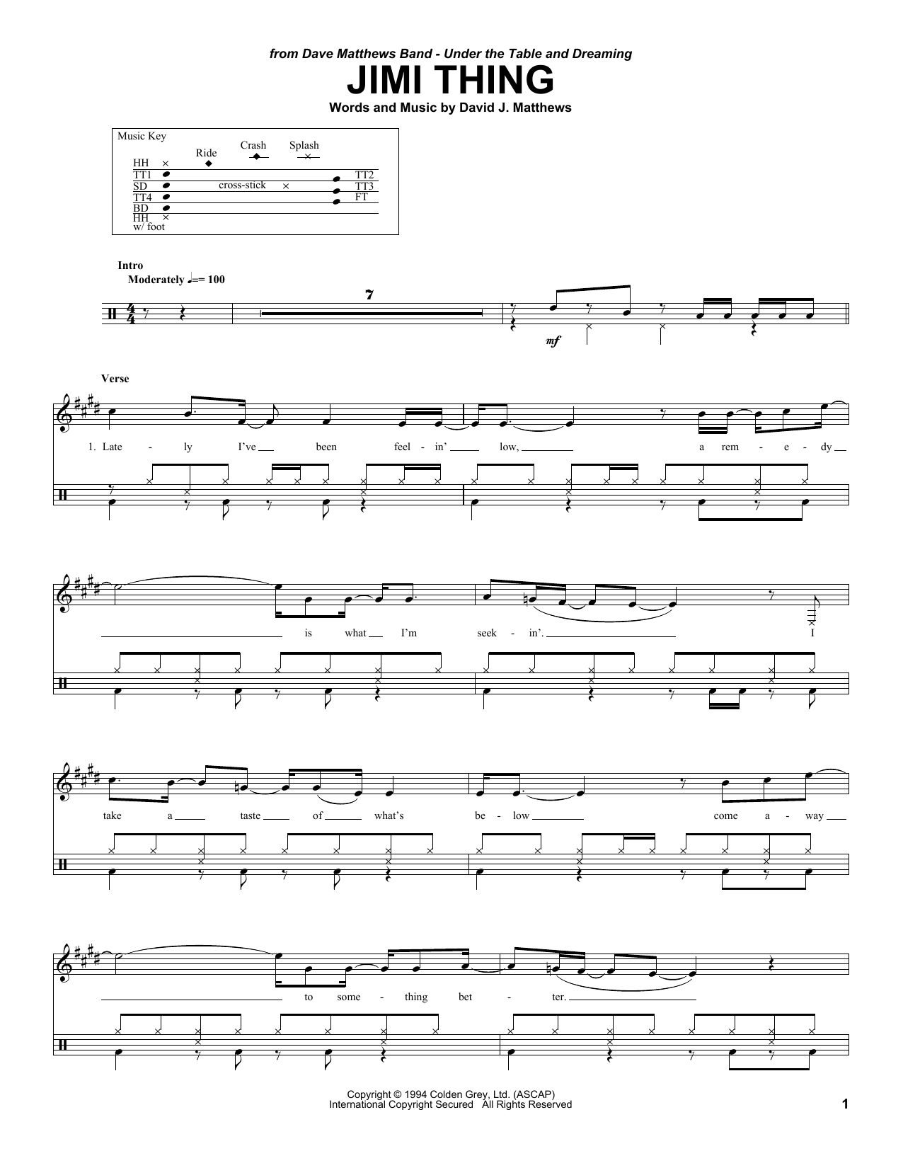 Dave Matthews Band Jimi Thing sheet music notes and chords. Download Printable PDF.