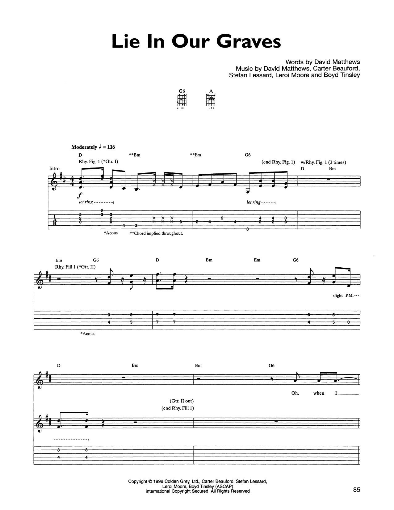 Learn to play Dave Matthews Band Lie In Our Graves sheet music for Guitar Tab in minutes. Price: 7.8900$ Dave Matthews Band Lie In Our Graves sheet music notes and chords arranged for Guitar Tab