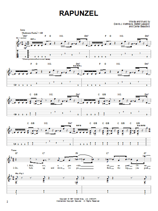 Dave Matthews Band Rapunzel sheet music notes and chords. Download Printable PDF.